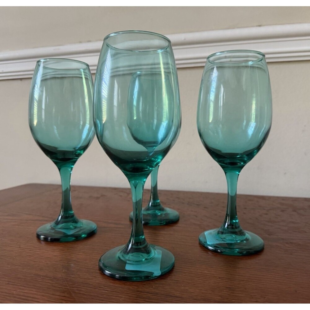 Cristar Rioja Wine Glasses Smoke Green 8" 12oz Goblets Set of 4